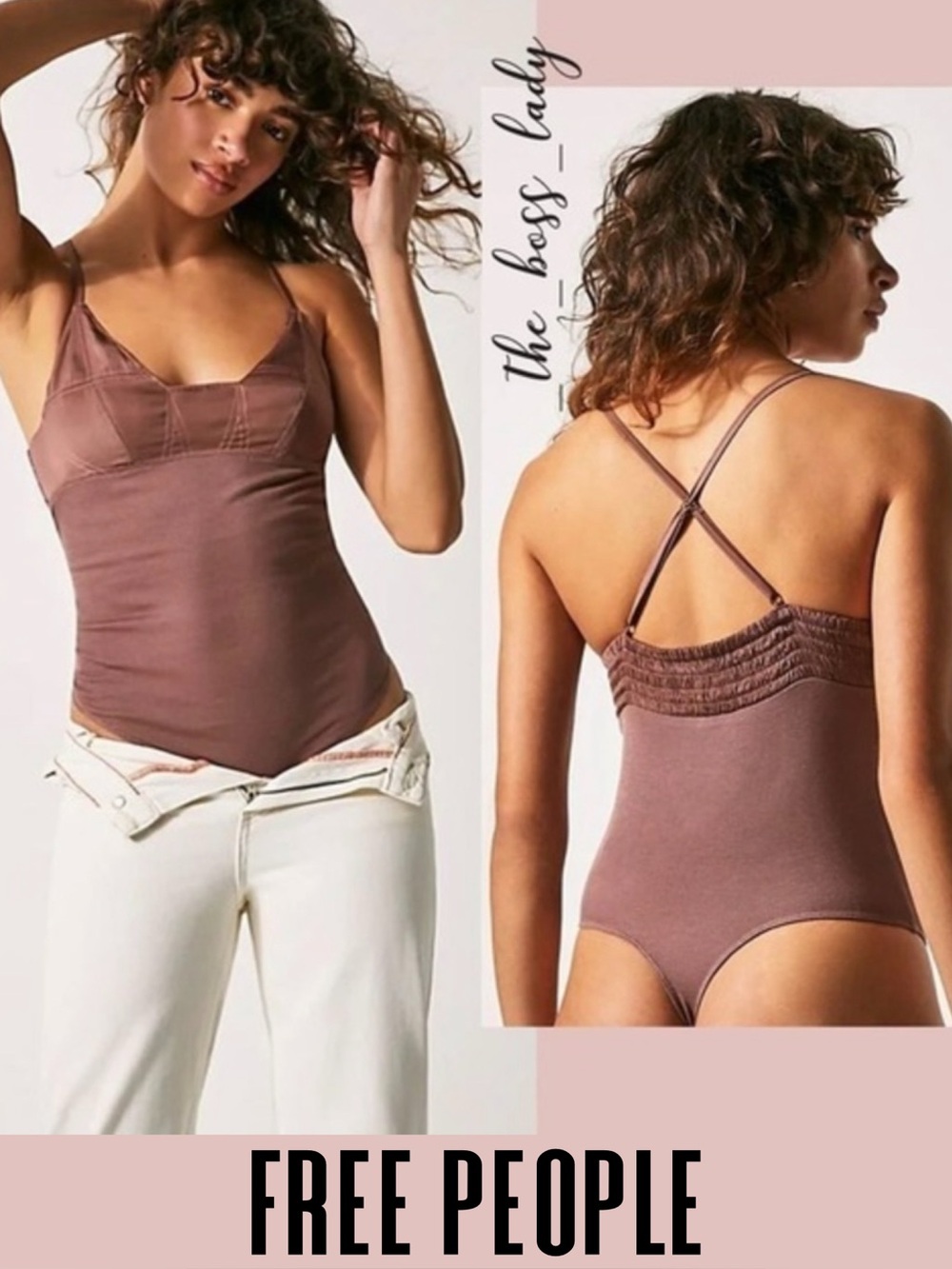 Free People bodysuit Large shimmer brown